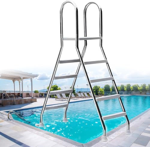 Escalera De 4 Peldaños Para Piscina Elevada, De Acero Inoxidable 304, Antideslizante, Soporta Hasta 227 Kg (52 Pulgadas) Escalera De Mano Para Piscinas Elevadas De 500 Lb