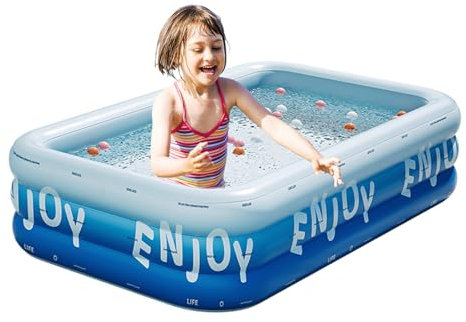 wiroouia Piscine Gonflable,Bassin Gonflable pour et Adultes | Structure Rectangulaire Résistante aux UV pour Activités Estivales Plage Jardin Hommes Femmes