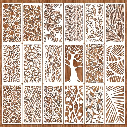 SRIZIAN 18 Stück Bäume Schablonen Set,Frühling Wiederverwendbar Kunststoff Schablonen Vorlagen für Handwerk Malschablone Schablonen für Möbel Wand Wohnkultur Scrapbooking