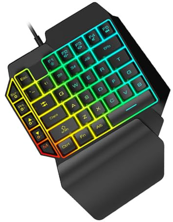 Operitacx 1 Pièce Clavier Mécanique à Main Clavier de Jeu Ergonomique pour Ordinateur Portable avec Rétroéclairée pour Utilisation à Noir