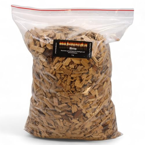 Räucherchips Birne 1000g - Fruchtige Grill-Chips für Geflügel, Käse & Schwein, BBQ Woodchips 4-10mm für Smoker & Grill
