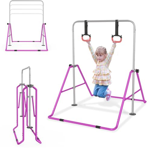 ACXIN Gymnastikstange für Kinder, Höhenverstellbar 91-133 cm, Faltbare Reckstange für Kinder, Turngeräte für Heimtraining, Belastbar bis 140 lbs, Perfekt für Kinder von 3-8 Jahren