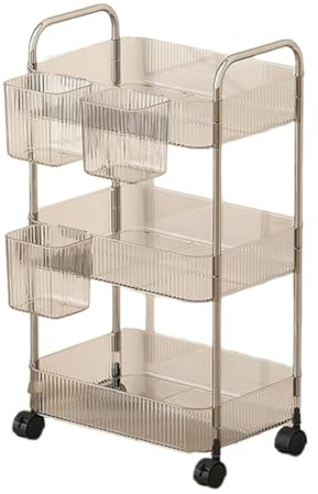 GMBYLBY Modern Rolling Makeup Cart Clear Shelves Space Saving Bathroom Bedroom Organization Product Organizers
