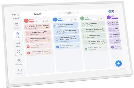 YUEHISY Smart Family Calendar Touchscreen Organizer - 15,6 Interaktive Aufgabediagramm, Speiseplaner, Digitaler Rahmen, WLAN -Synchronisations- und Cloud -Fotos (EU-Stecker (100-240 V))