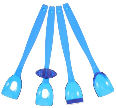 Strumenti Logopedia Orali per Ragazzo Ragazza, Set da 4 Pezzi in Pp Blu | Forma a Cucchiaio, Esercizi Motori Orali e Articolazione, Aiuto per Allenamento Lingua, Uso in Terapia