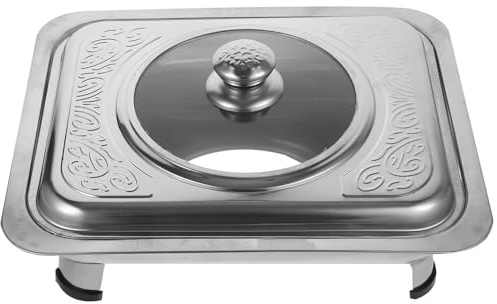 MUELODSIC Plateau Rectangulaire Inox pour Buffet Plateau Snack Léger et Antidérapant avec Stables pour Service et Présentation