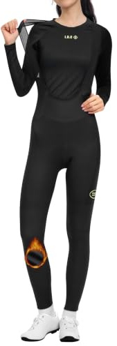 INBIKE Fahrradhose Damen Lang Gefüttert Winter Thermo mit Taschen Trägerhosen Gepolstert Atmungsaktiv Elastisch Hoher Bund mit Doppelschicht Radlerhose mit Trägern für Radsport