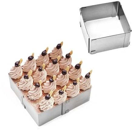 Hemobllo Molde para Tartas de Acero Inoxidable Molde Ajustable para Tartas Capas y Galletas para Fiestas y Celebraciones