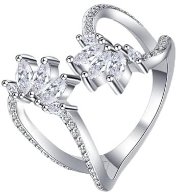 Ayoiow Trauringe Weissgold, Breit Labordiamant Vorsteckring Weissgold 585, 14K