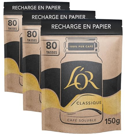 L’OR Café Soluble Qualité Filtre Eco recharge 150G (Lot de 3)