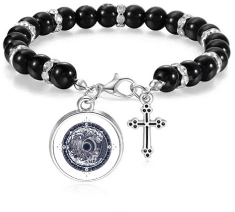 Pulsera de cuentas con diseño de brújula de ondas, joyería bohemia