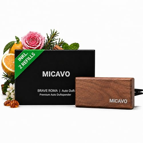 MICAVO Auto Duft Brave Roma – Lufterfrischer Auto für Lüftung mit Clip – Duftspender Auto mit intensivem, modernem Duftprofil – Autoparfüm für Männer & Frauen