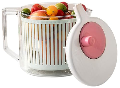 Jiwyunlu Centrifuga da Frutta - Manuale per Lavare Frutta, Utensile da Cucina,Cestello per centrifuga da Insalata - per Cucina Casa Appartamento Giardino Barbecue Picnic Preparazione Pasti Campeggio