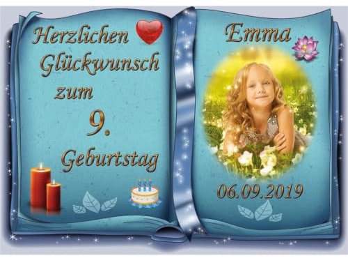 Tortenaufleger Fototorte Tortenbild zum Geburtstag Buchform DIN A5 G26 (Zuckerpapier)