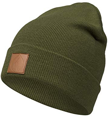 Occulto Leatherpatch Winter Mütze Beanie Khaki