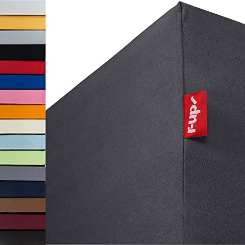 r-up Passt Spannbettaken 120x200-130x200 anthrazitgrau | 100% Baumwolle, 130g/m² Tuchgewicht, bis 35cm Höhe, viele Farben, OEKO-TEX, stressfrei auch für hohe Matratzen