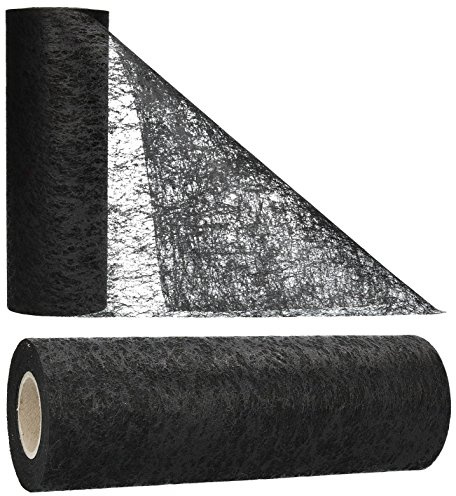 AmaCasa Tischläufer Schwarz (23 cm x 20 m) – Hochwertiges Vliesband für stilvolle Tischdekoration bei Hochzeiten, Geburtstagen & besonderen Anlässen