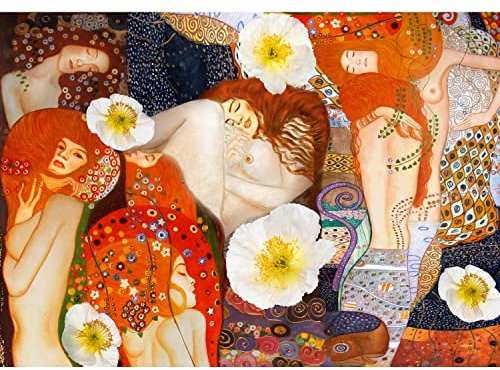 Runa Art Fototapete Gustav Klimt Frau Collage 352 x 250 cm Vlies Tapeten XXL Moderne Wandtapete Wohnzimmer Schlafzimmer Orange 9429011a