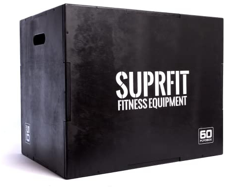 SUPRFIT – Plyo Box Holz – Sprungbox für plyometrisches Training, Sprungkrafttraining & Crossfit – Jump Box mit 3 Sprunghöhen 50 x 60 x 70cm – bereits vormontiert (Schwarz, Weiß & Braun)