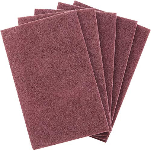 Heavy Duty XL Red Scouring Pads. 6x9 in 5 Pack of Scrubber Tools for Cleaning Stainless Steel Pots, Pans, Grills and Griddles. Extra Large Pad for Outdoor Use on Railings and Tiles.