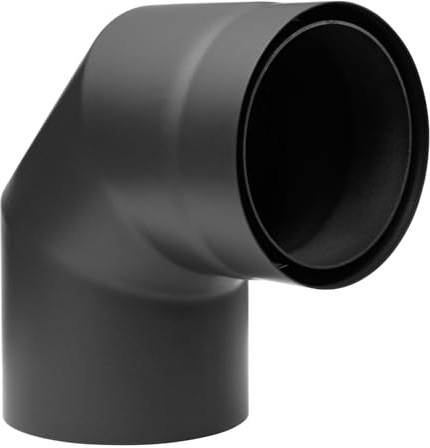 raik Rauchrohrbogen/Ofenrohrbogen 90° Izoker Doppelwandig mit Isolierung Durchmesser 150 mm Stahlblech 2 mm Schwarz SH30004780-sw