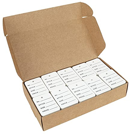 jijAcraft 1000Pcs Price Tags, White Clothing Tag for Retail, Small Kraft Paper Tags for Labeling Price, Size, Number, Writable Price Hangtag for Business Supplies Selling Jewlry, Clothes (1.9 X 1.4)