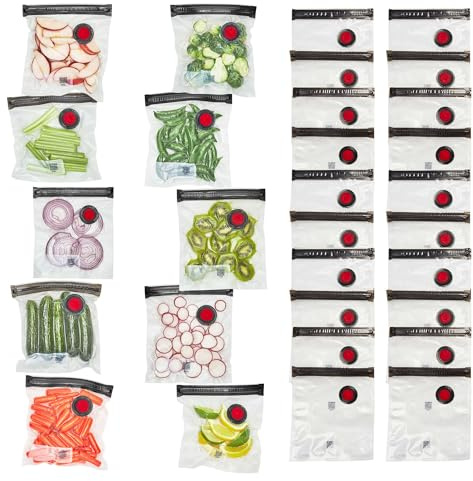 ZWILLING Fresh & Save Set 30-teiliges Vakuumierbeutel für Lebensmittel, 1/2 Gallone, Sous Vide-Beutel, wiederverwendbare Lebensmittelaufbewahrungsbeutel für die Zubereitung von Mahlzeiten,