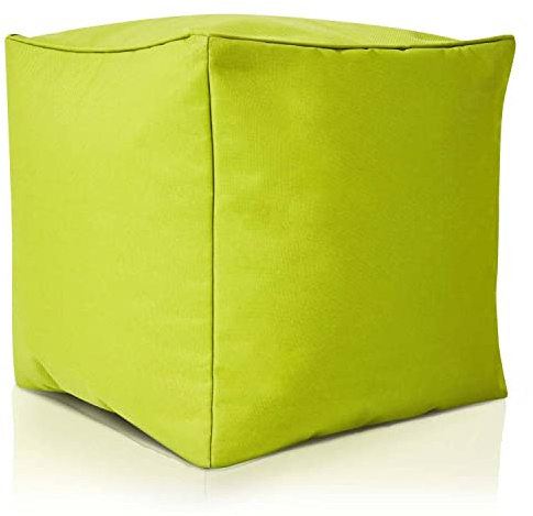 Green Bean Sitzsack-Hocker 40x40x40cm mit EPS-Perlen Füllung - Fußhocker Fußkissen Sitz-Pouf für Sitzsäcke - Bodenkissen für Kinder und Erwachsene - Fußablage Sitzkissen Sitzhocker Hellgrün