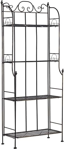 Beliani Gartenregal Metall schwarz/Gold Antik-Optik 4 Ablageflächen klappbar Isernia