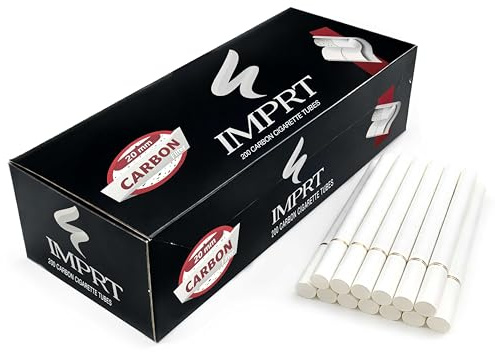 IMPRT King Size Carbon Zigarettenhülsen, King Size Hülsen mit AktivkohleFilter, King Size Filterhülsen | Verwendbar mit King Size Hülsen Kompatibel Zigarettenstopfmaschine | 200 stück pro packung