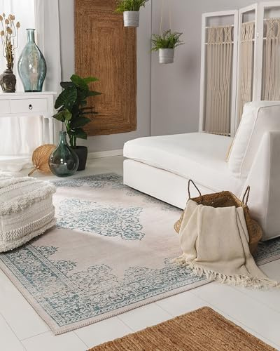 benuta Pop Teppich Laury - Türkis 80x150 cm - Kunstfaser - Rechteckig & im Style: Vintage - Pflegeleicht für Wohnzimmer Schlafzimmer