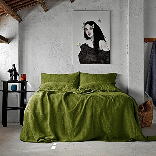 100% Cotton Duvet Cover, Moss Green Color Duvet - Duvet Cover with Button - Duvet Cover Twin Full Double Queen King Baby - Cotton Bedding (King)