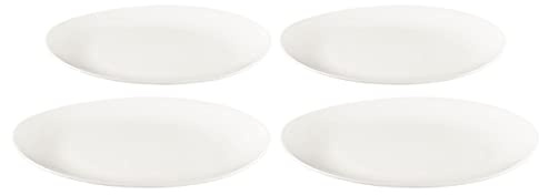 Buchensee Servierteller, Speiseteller Set für 4 Personen, weiß, Fine Bone China Porzellan, oval