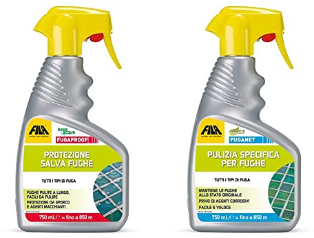 FILA Surface Care Solutions FUGAPROOF, Protettivo Salva Fughe, 750 ml & FUGANET, Pulizia Specifica per Fughe, 750ml