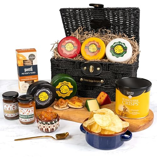 Luxury Cheese Hamper with Chutneys, Crackers and Crisps | 5 Artisan Cheese Truckles Gift Set | Delivered Chilled