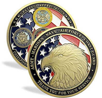 USA Proud Military Family Military Challenge Coin Veteran Medallion (Gold-Plating)