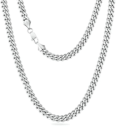 KRKC&CO 8mm Kette Herren, Herren Edelstahl Panzerkette mit Diamantschliff, Silbrig Cuban Link Chains Silberkette, Geschenke für Damen Mädchen Männer Jungs, [Länge 50,8cm]