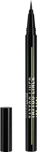 Maybelline New York Flüssiger Eyeliner, Wasserfest, wischfest und langanhaltend, Vegan, Tattoo Liner Ink Eyeliner, Nr. 881 Matte Black (Schwarz), 1 ml