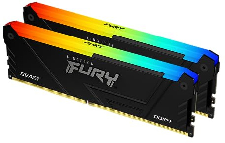 Kingston FURY Beast RGB 16GB 3600MT/s DDR4 CL17 DIMM (Kit mit 2) PC Arbeitsspeicher KF436C17BB2AK2/16