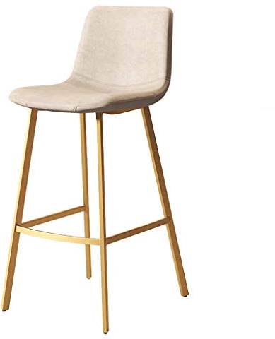 Guyifuny Moderner Barhocker in Thekenhöhe, gepolsterter Küchenthekenhocker, armlose Barstühle mit goldenen Metallbeinen, Fußstütze, Beige,