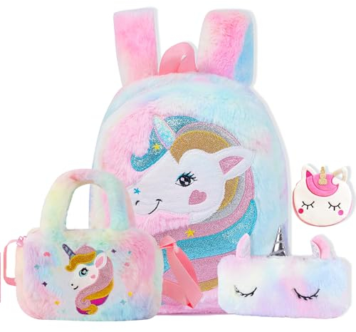 HOAQPPOY Einhorn Rucksack Kinder,Kindergartenrucksack Mädchen Einhorn,Einhorn Geschenke für Mädchen,Kinderrucksack Mädchen,Rucksack Kindergarten Einhorn,Schulranzen Mädchen,Lässig Kinderrucksack