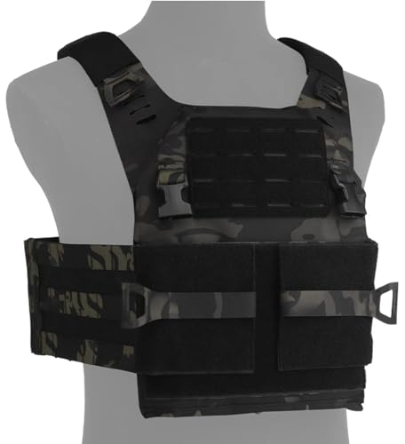 KLYso Tatical Assault Plate Carrier APC Weste Schulterpolster Elastischer Kummerbund Schnellverschluss Doffing MOLLE Kampfjagd Leichtgewicht (Color : BCP)