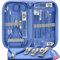 Set Manicure Set Tagliaunghie, 16 Pezzi Kit Pedicure Manicure Professionale Donne Uomini Kit Cura Unghie Personale con Valigetta da Viaggio Blu