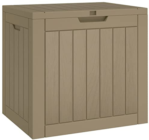 Makastle Balkon Auflagenbox Kunststoffbox Gartentruhe Auflagen Kissenbox Gartenbox Aufbewahrung Truhe Garten Kiste Stauraum mit Deckel, Hellbraun 55,5x43x53 cm Polypropylen