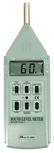 Fonometro (intervallo: da 30 a 70 dB, da 60 a 100 dB, da 90 a 130 dB) per industrie, rumore dei veicoli, rumore ambientale insieme al certificato di calibrazione di SL-4022