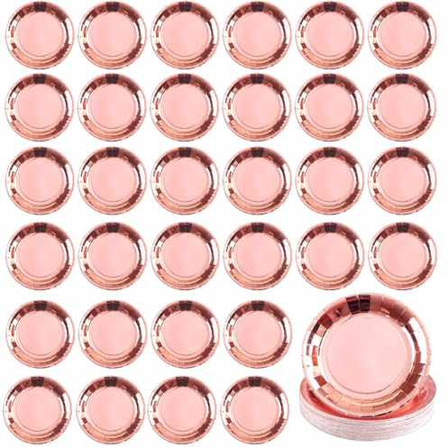 50Stück Pappteller Rosa, Hochpigmentierter Highlighter Bronzer Contour Powder, Geeignet für Hochzeitsdusche, Verlobung, Hochzeit, Geburtstag, Picnics, Party - 7 Inches