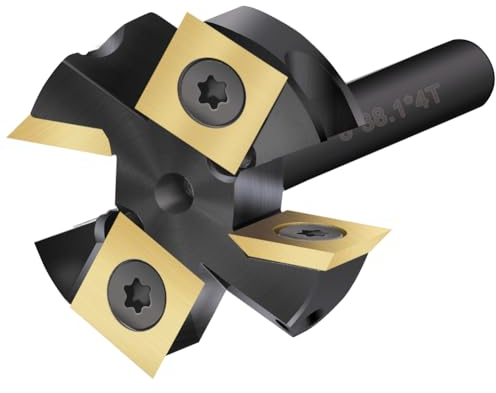 BALUGAEA Planfräser 8mm Schaft Nutfräsen 38,1 mm Schnittdurchmesser Planfräser für Oberfräse CNC Holz Fräser mit 4 TiN-besch Hartmetallmessern 12 x 12 mm