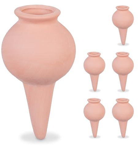 Relaxdays Sfere da Irrigazione a Goccia, Set 6 Coni in Argilla, Annaffiatura Automatica per Piante in Vaso, Terracotta, Ceramica
