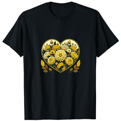 Yellow Dahlia Flower Art Dahlias floral artwork T-Shirt