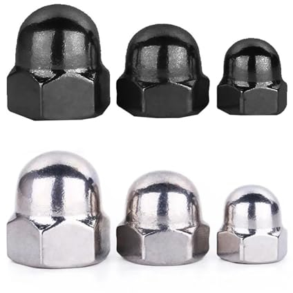 Hutmutter Sechskantkopf Kappe Kuppel Nickel/Schwarz Zink Dekorative Abdeckung Halbkreis M3 M4 M5 M6 M8 M10 M12(Black Zinc,M4(10Pcs))